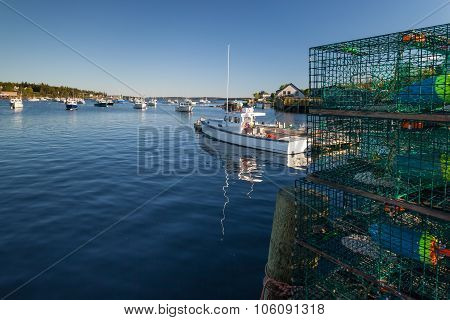 Lobster And Fishingboats In Bass Harbor, Maine