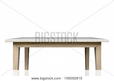 Empty Top Of White Mable Stone Table Isolated On White Background