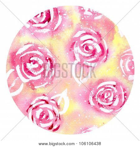 Watercolor Pattern Of Colorful Roses
