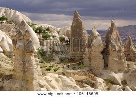 Cappadocia In Central Anatolia In Turkey In Summer Day