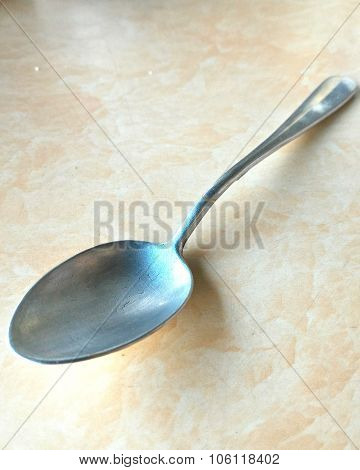 metalspoon on the table