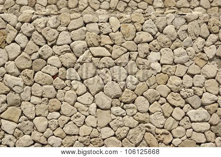 Modern Rounded White Limestone Wall Which Look Like Old Texture