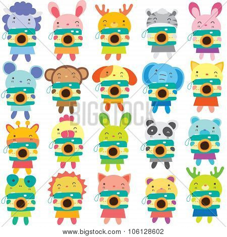 mix animals camera clip art set
