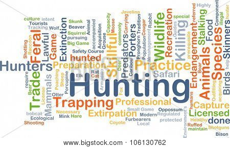 Background concept wordcloud illustration of hunting