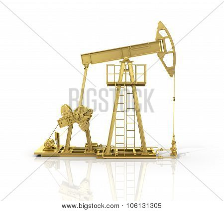 Concept Of Energy Resourse. Gold Oil Tower.