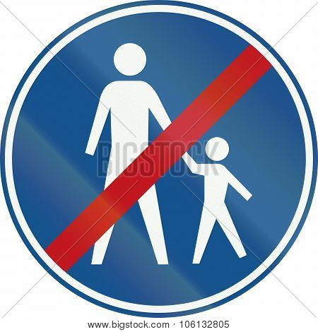 Netherlands Road Sign G8 - End Of Footpath