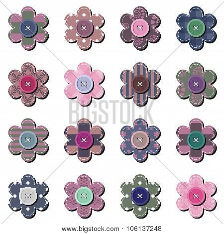 scrapbook flowers on white backgroound vector illustration