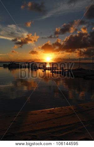 Sunset at Boats Pier in Andros Island