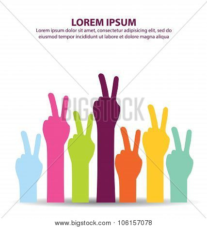 Creative Colorful Connect Victory Hand Background
