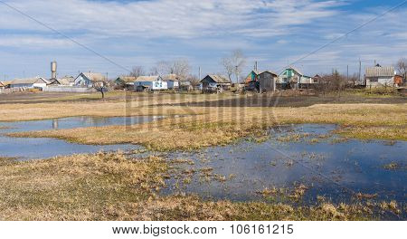 Early spring in Ukrainian rural area