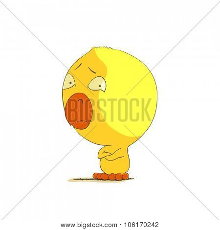 Cute chick character on white background