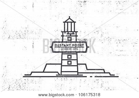 Beacon Line Illustration. Grunge Texture. Stock Vector.
