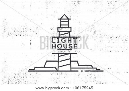 Vintage Label -  Lighthouse. Stock Vector.