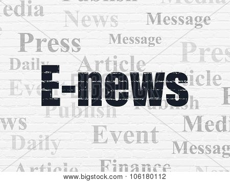 News concept: E-news on wall background
