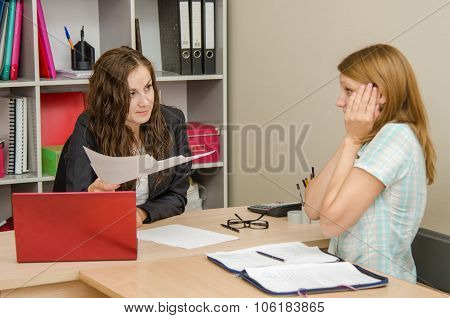 Office Worker Is Afraid Of Punishment From The Head