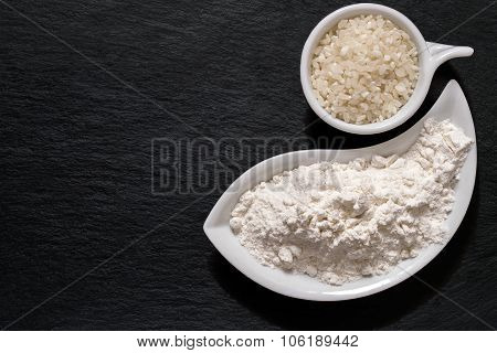 Rice And Rice Flour On The Surface Of The Shale