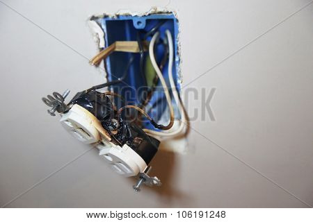 Burned Faulty Electrical Outlet