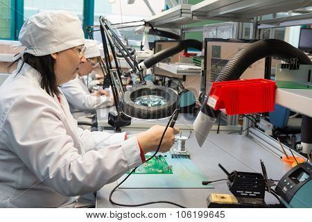 Production of electronic components  at high-tech factory