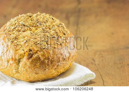The Fresh Bread  On The Wood Background, Warm Toning, Selective Focus