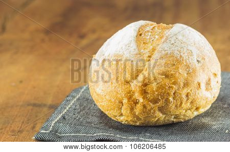 The Fresh Bread  On The Wood Background, Warm Toning, Selective Focus