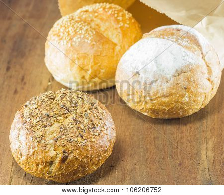 The Fresh Bread  On The Wood Background, Warm Toning, Selective Focus