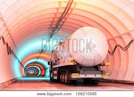 Truck driven by fuel on the road.
