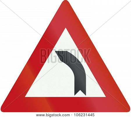 Netherlands Road Sign J3 - Bend To Left