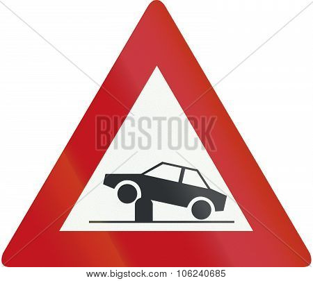 Netherlands Road Sign J39 - Warning For Retractable Bollard