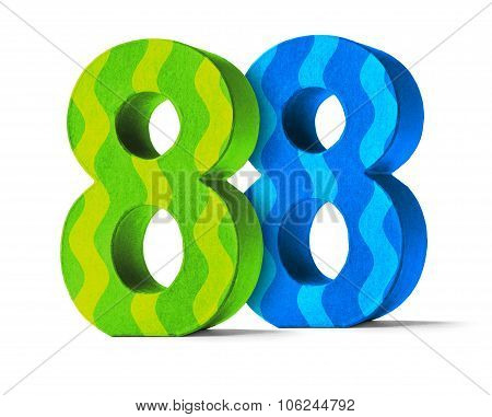 Colorful Paper Mache Number On A White Background  - Number 88