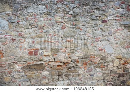 Antique Street Wall From Bricks In Arezzo, Italy