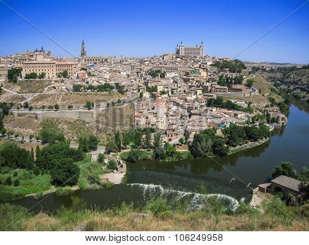View Of Toledo From The Opposite Bank Of The River Tajo, Castilla La Mancha, Spain
