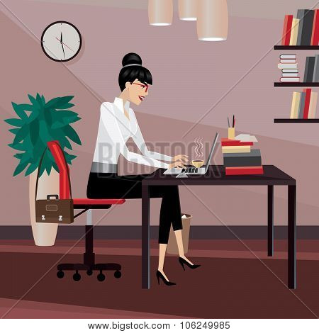 Business Woman Working In Office