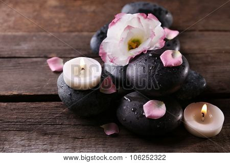 Beautiful relaxing composition  on wooden background