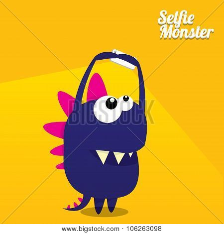Monster Taking Selfie Photo on Smart Phone