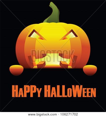 Happy Halloween With Isolated Angry Pumpkin