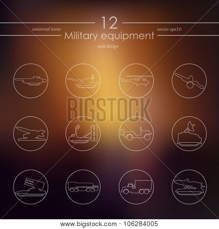Set of military equipment icons