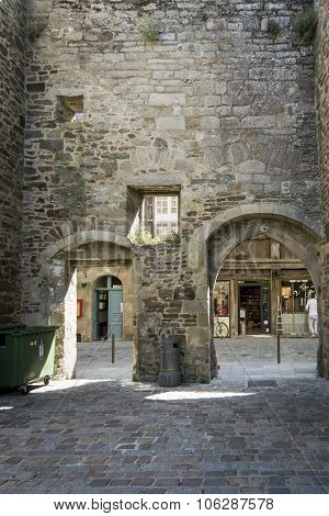Archways In The Old City Wall At Dinan, Brittany, France