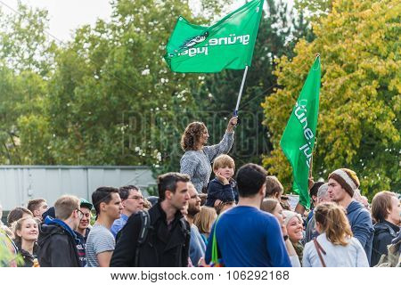 Heidelberg, Germany - October 24, 2015 - Counterdemonstration Ag
