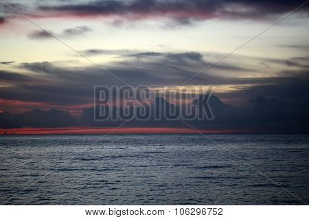 Blue And Red Sunset Seascape