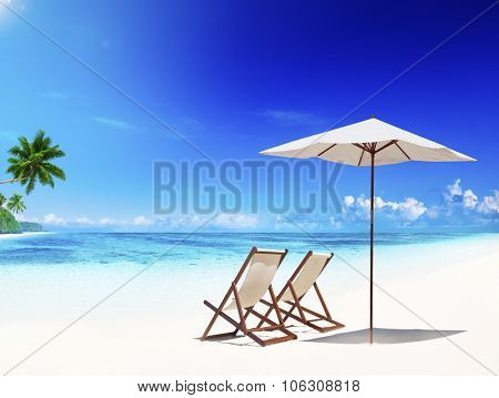 Deck Chair Tropical Beach Leisure Summer Vacation Concept