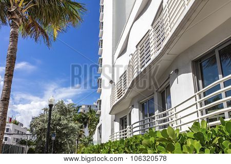 White Building Of Classic Style In Miami Beach, Florida