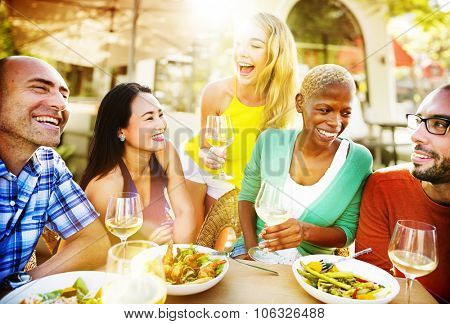 Diverse People Luncheon Outdoors Food Concept