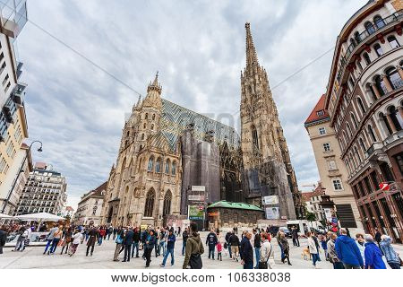 Tourists On Stephansplatz, Vienna
