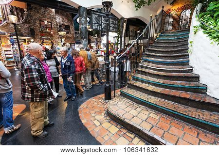 Shopping Area Near Hundertwasser House In Vienna