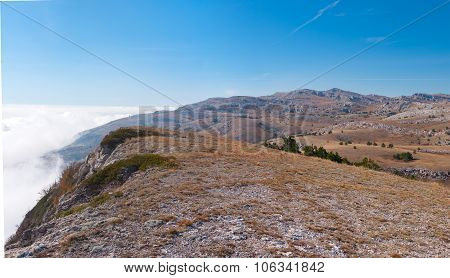 Autumnal landscape with Babuhan Yaila natural reserve in Crimea