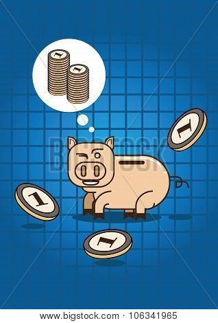 Saving For Wealth With Pig Money Box