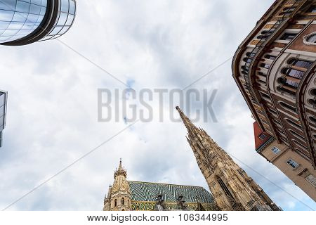Gray Clouds Over Stephansdom On Stephansplatz
