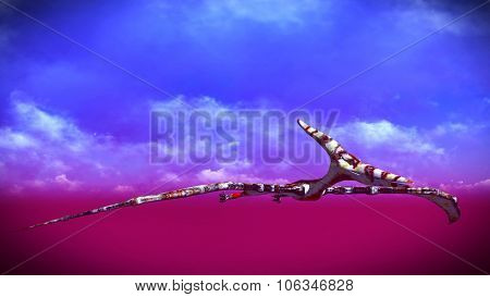 Huge pterodactyl flying over land