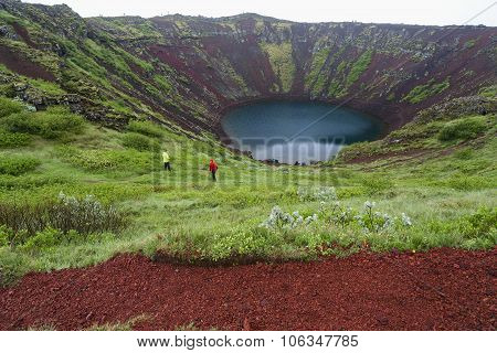Kerid Is A Beautiful Crater Lake Of A Turquoise Color Located On The South-west Of Iceland.