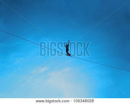 Men Balancing on Slackline
